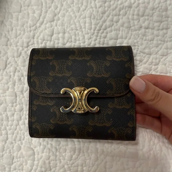 Celine | Accessories | Celine Black And Gold Womens Wallet | Poshmark